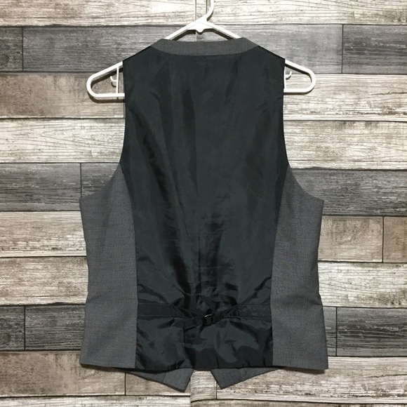 H&M Waistcoat Vest Men’s 36R Gray Black Polyester Blend Micro Plaid - Picture 4 of 8